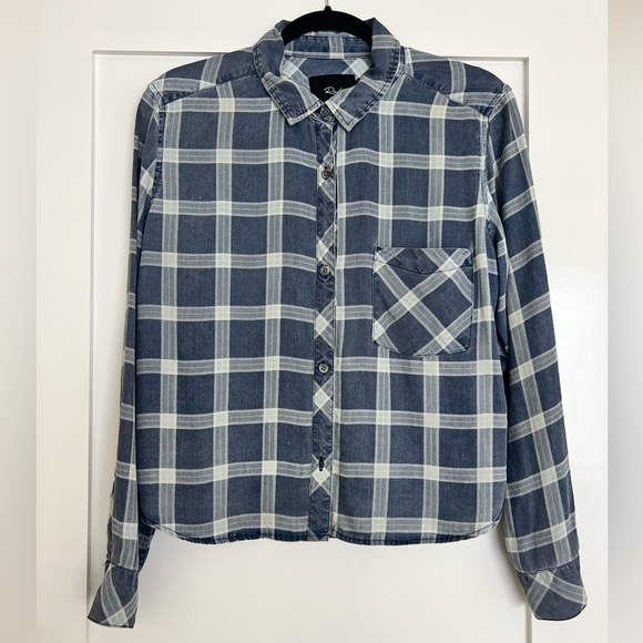 Rails Hunter Blue Plaid Button-Down Flannel Shirt – Ultra Soft Classic Fit (M) - Picture 1 of 5